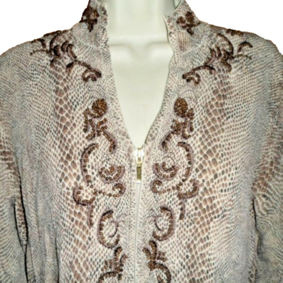 Bloomingdale Snakeskin and Embroidered Sweater Med - Picture 2 of 5